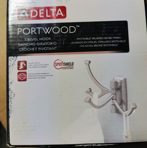 Delta Multi-Purpose Swivel Towel Hook Bath Hardware Accessory in Brushel - Picture 3 of 5